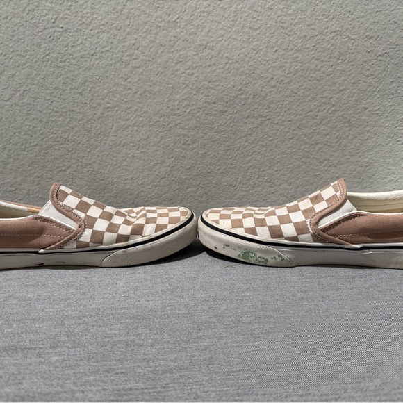 Vans Brown and White Checkered Slip-On Sneakers - Picture 6 of 6